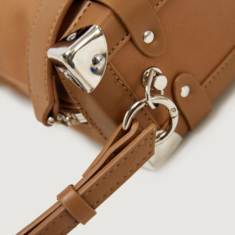 Women's Vegan Leather Structured Chain Crossbody Shoulder Handbag