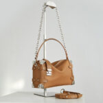 Women's Vegan Leather Structured Chain Crossbody Shoulder Handbag