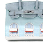 Women's Vegan Leather Croc Print HOUSE Pattern Top Handle Bag