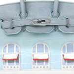 Women's Vegan Leather Croc Print HOUSE Pattern Top Handle Bag