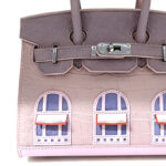 Women's Vegan Leather Croc Print HOUSE Pattern Top Handle Bag