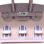 Women's Vegan Leather Croc Print HOUSE Pattern Top Handle Bag
