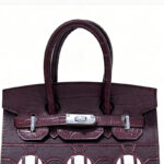 Women's Vegan Leather Croc Print HOUSE Pattern Top Handle Bag