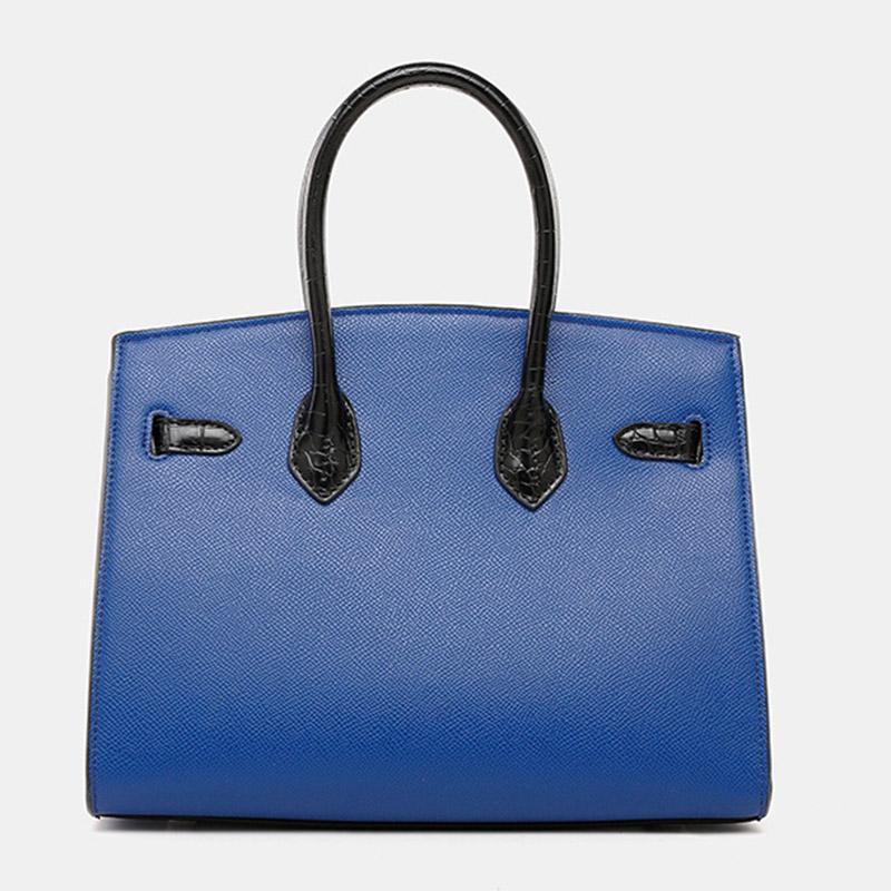 Women's Vegan Leather Croc Print Lock HOUSE Top Handle Bag