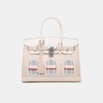 Women's Vegan Leather Croc Print Lock HOUSE Top Handle Bag