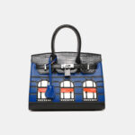 Women's Vegan Leather Croc Print Lock HOUSE Top Handle Bag