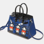 Women's Vegan Leather Croc Print Lock HOUSE Top Handle Bag