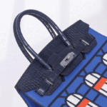 Women's Vegan Leather Croc Print Lock HOUSE Top Handle Bag