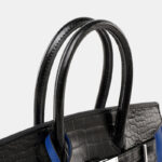 Women's Vegan Leather Croc Print Lock HOUSE Top Handle Bag