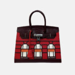 Women's Vegan Leather Croc Print Lock HOUSE Top Handle Bag