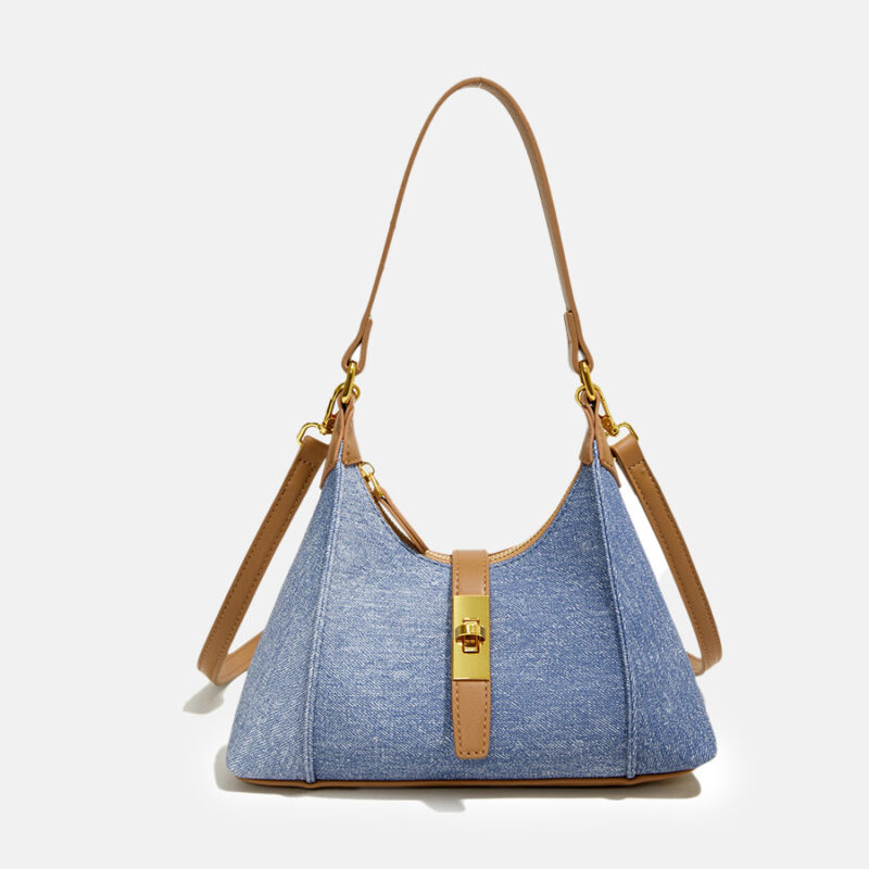 Women's Vegan Leather Structured Buckle Shoulder Crossbody Hobo Bag