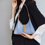 Women's Vegan Leather Structured Buckle Shoulder Crossbody Hobo Bag