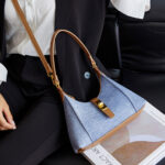 Women's Vegan Leather Structured Buckle Shoulder Crossbody Hobo Bag