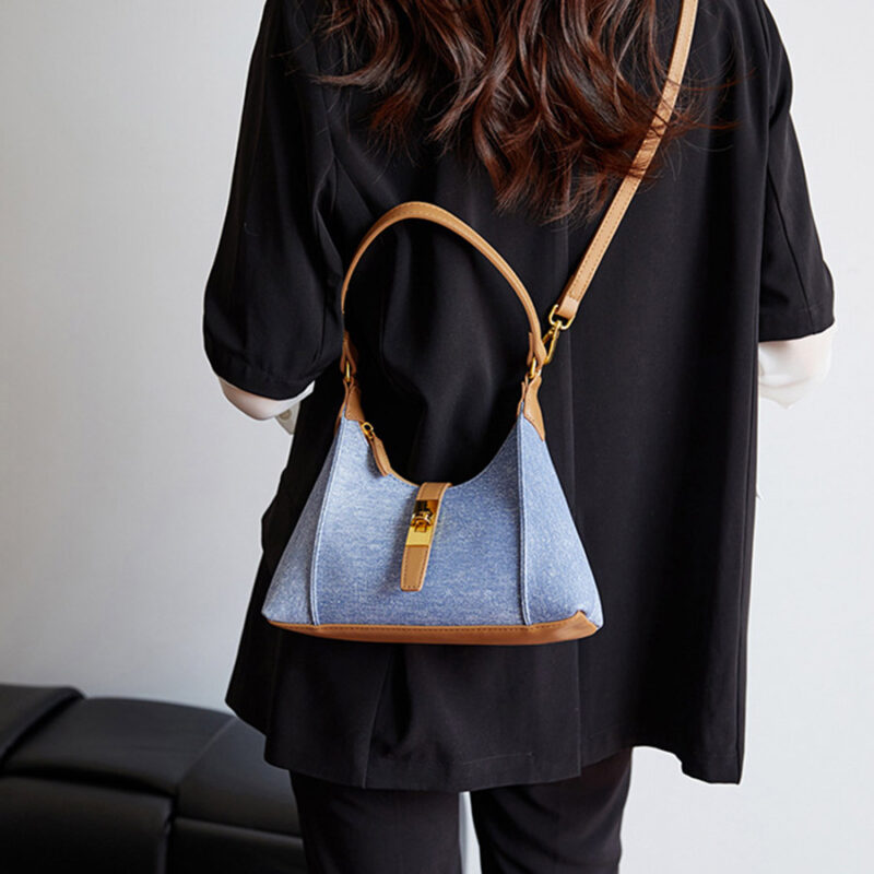 Women's Vegan Leather Structured Buckle Shoulder Crossbody Hobo Bag