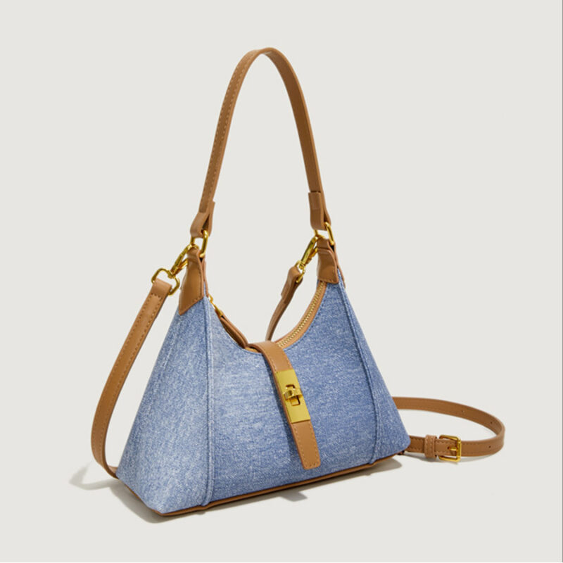 Women's Vegan Leather Structured Buckle Shoulder Crossbody Hobo Bag