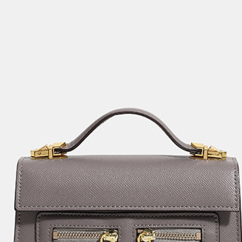 Women's Vegan Leather Epsom Dual-Lock Top Handle Bag