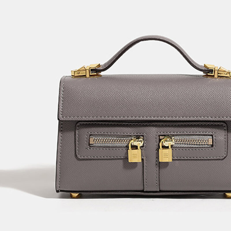Women's Vegan Leather Epsom Dual-Lock Top Handle Bag