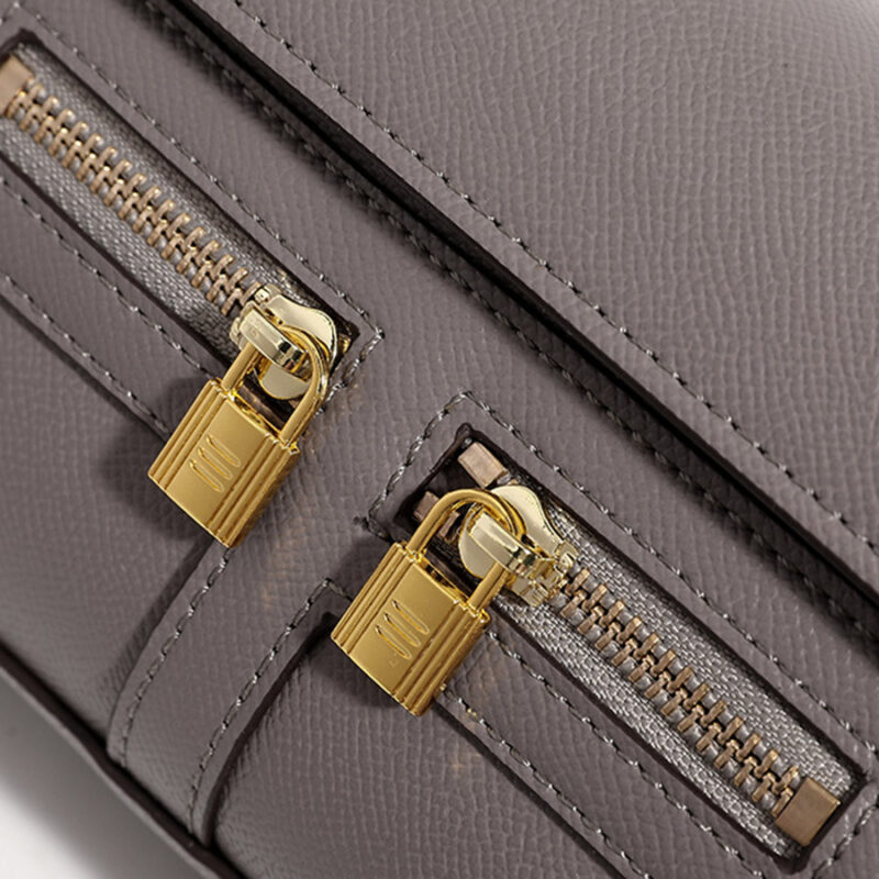 Women's Vegan Leather Epsom Dual-Lock Top Handle Bag