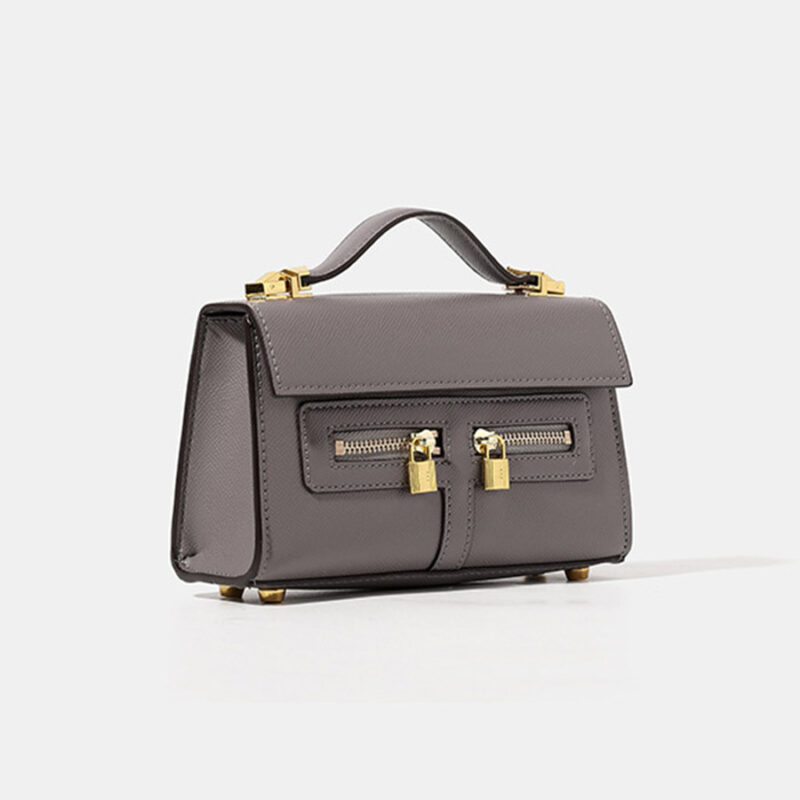 Women's Vegan Leather Epsom Dual-Lock Top Handle Bag