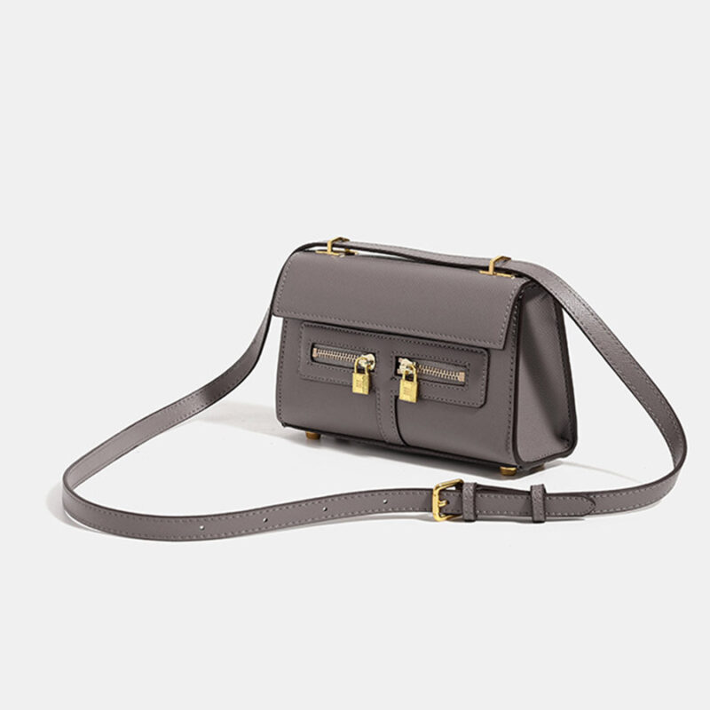 Women's Vegan Leather Epsom Dual-Lock Top Handle Bag