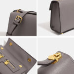 Women's Vegan Leather Epsom Dual-Lock Top Handle Bag
