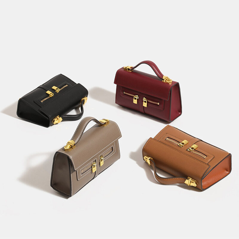 Women's Vegan Leather Epsom Dual-Lock Top Handle Bag