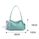 Women's Full-Grain Leather Pebbled Shoulder Top Handle Bag