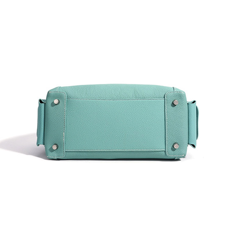 Women's Full-Grain Leather Pebbled Shoulder Top Handle Bag