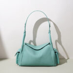 Women's Full-Grain Leather Pebbled Shoulder Top Handle Bag