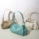 Women's Full-Grain Leather Pebbled Shoulder Top Handle Bag