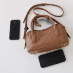 Women's Split Leather Woven Crossbody Top Handle Bag