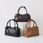 Women's Split Leather Woven Crossbody Top Handle Bag