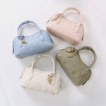 Women's Split Leather Woven Crossbody Top Handle Bag