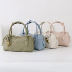 Women's Split Leather Woven Crossbody Top Handle Bag
