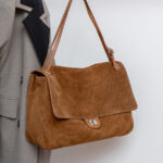 Women's Suede Flap Lock Shoulder Bag