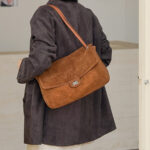 Women's Suede Flap Lock Shoulder Bag