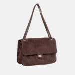Women's Suede Flap Lock Shoulder Bag
