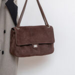 Women's Suede Flap Lock Shoulder Bag