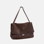 Women's Suede Flap Lock Shoulder Bag