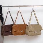 Women's Suede Flap Lock Shoulder Bag