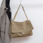 Women's Suede Flap Lock Shoulder Bag