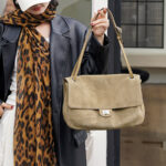 Women's Suede Flap Lock Shoulder Bag