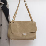Women's Suede Flap Lock Shoulder Bag