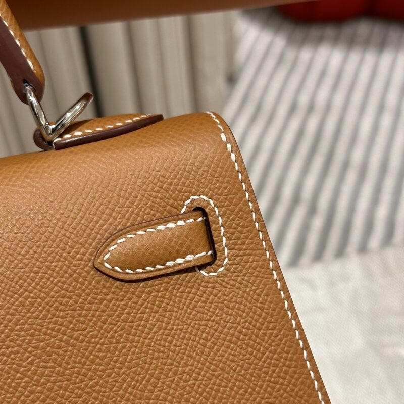 Women's Brown Epsom Leather Silver Hardware Handbag 25
