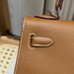 Women's Brown Epsom Leather Silver Hardware Handbag 25