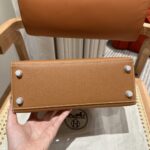 Women's Brown Epsom Leather Silver Hardware Handbag 25